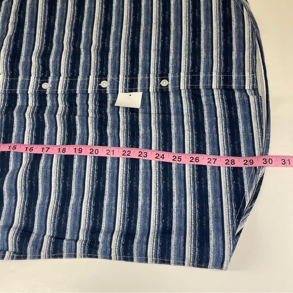 14th & Union Shirt Mens Large Blue White Stripe Short Sleeve Shirt Button Up NWT - Picture 9 of 9